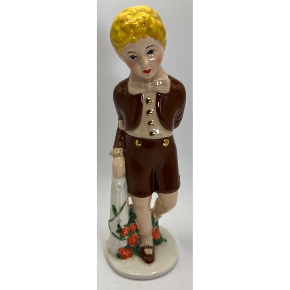 Rare Vtg Holland Mold Figurine Victorian Boy Hand Painted - Picture 1 of 11